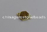 NGC5851 12*12mm hexagon plated druzy agate connectors wholesale