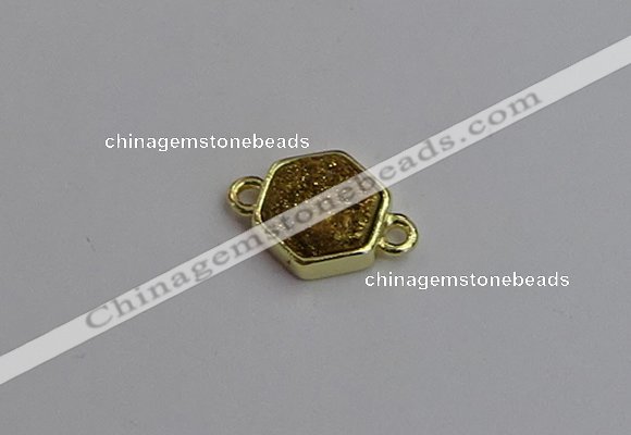 NGC5851 12*12mm hexagon plated druzy agate connectors wholesale