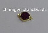 NGC5852 12*12mm hexagon plated druzy agate connectors wholesale