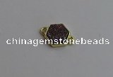 NGC5853 12*12mm hexagon plated druzy agate connectors wholesale