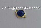 NGC5854 12*12mm hexagon plated druzy agate connectors wholesale