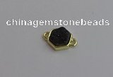 NGC5857 12*12mm hexagon plated druzy agate connectors wholesale