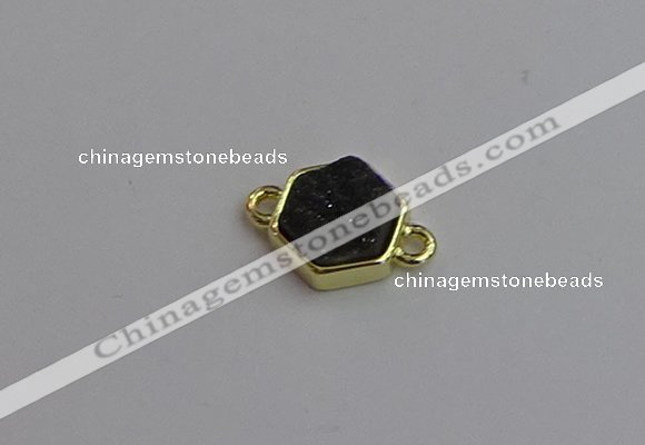 NGC5857 12*12mm hexagon plated druzy agate connectors wholesale