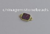 NGC5863 10*12mm rectangle plated druzy agate connectors wholesale