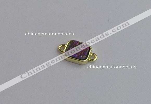 NGC5863 10*12mm rectangle plated druzy agate connectors wholesale