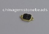 NGC5867 10*12mm rectangle plated druzy agate connectors wholesale