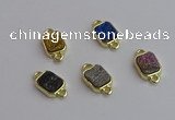 NGC5868 10*12mm rectangle plated druzy agate connectors wholesale