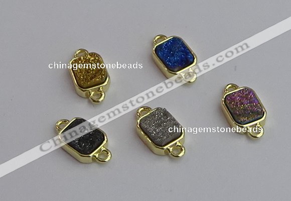 NGC5868 10*12mm rectangle plated druzy agate connectors wholesale