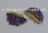 NGC5874 35*55mm - 40*60mm freeform druzy amethyst connectors