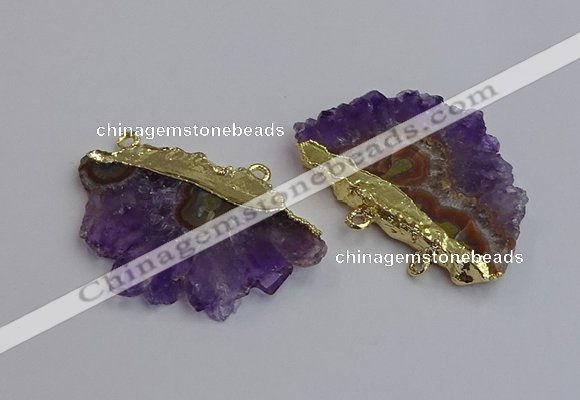 NGC5874 35*55mm - 40*60mm freeform druzy amethyst connectors