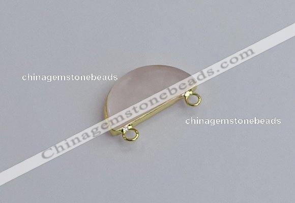NGC5901 13*26mm moon rose quartz connectors wholesale