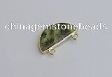 NGC5904 13*26mm moon green qutilated quartz connectors wholesale