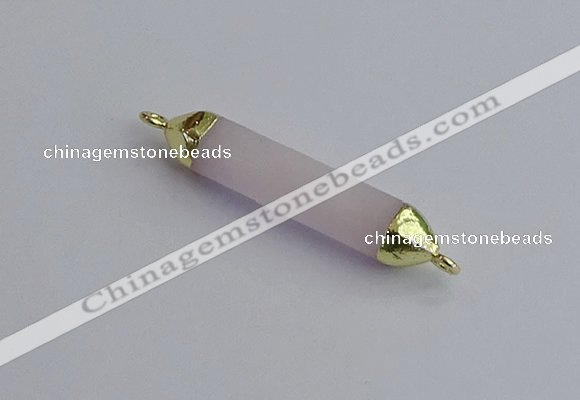 NGC5942 8*40mm tube rose quartz connectors wholesale