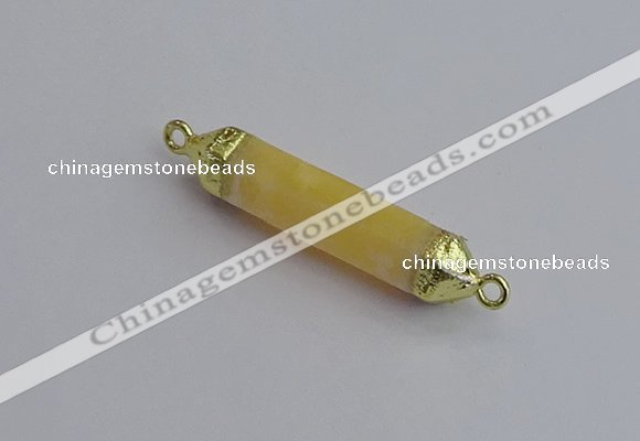 NGC5947 8*40mm tube yellow lace calcite connectors wholesale