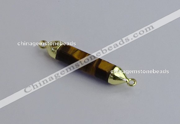 NGC5953 8*40mm tube yellow tiger eye connectors wholesale