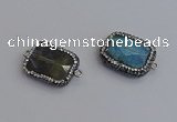 NGC5961 18*22mm faceted rectangle labradorite connectors wholesale