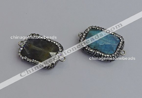 NGC5961 18*22mm faceted rectangle labradorite connectors wholesale