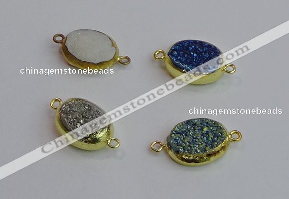 NGC5975 15*20mm oval plated druzy agate connectors wholesale