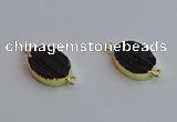 NGC5983 15*20mm oval black tourmaline connectors wholesale