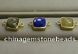 NGC5995 11*11mm square mixed gemstone connectors wholesale