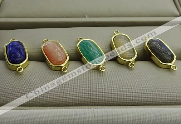 NGC5998 10*16mm oval mixed gemstone connectors wholesale