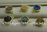 NGC6000 12mm coin plated druzy agate connectors wholesale