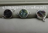 NGC6005 12mm coin plated druzy agate connectors wholesale