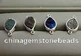 NGC6006 10*12mm flat teardrop plated druzy agate connectors wholesale