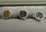 NGC6007 12*12mm hexagon plated druzy agate connectors wholesale