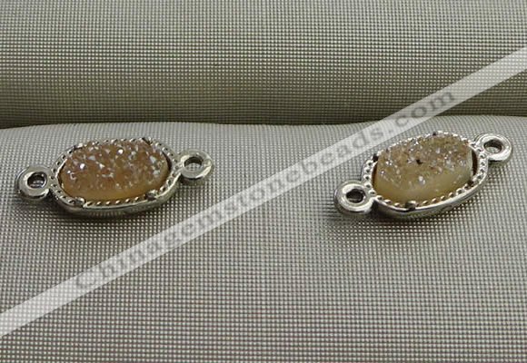 NGC6011 5*8mm oval plated druzy agate connectors wholesale