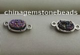 NGC6012 5*8mm oval plated druzy agate connectors wholesale