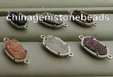 NGC6015 5*8mm oval plated druzy agate connectors wholesale