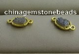 NGC6019 5*8mm oval plated druzy agate connectors wholesale