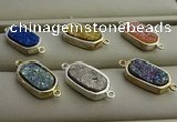 NGC6026 10*16mm oval plated druzy agate connectors wholesale