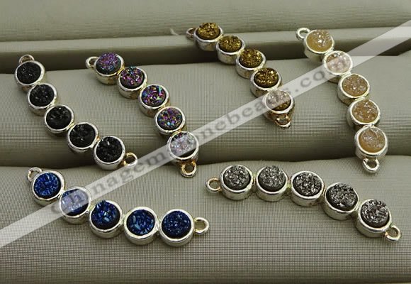 NGC6030 6*30mm plated druzy agate connectors wholesale