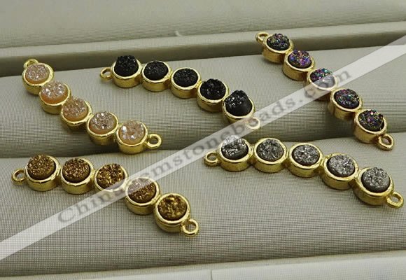 NGC6031 6*30mm plated druzy agate connectors wholesale