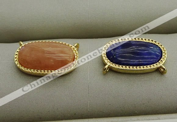 NGC6042 10*16mm oval mixed gemstone connectors wholesale