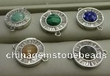 NGC6044 16mm coin mixed gemstone connectors wholesale