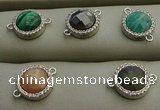 NGC6051 11mm coin mixed gemstone connectors wholesale