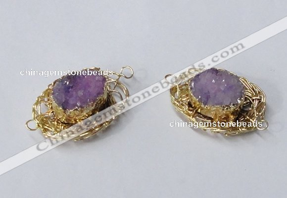 NGC610 22*30mm - 25*35mm freeform druzy agate connectors wholesale