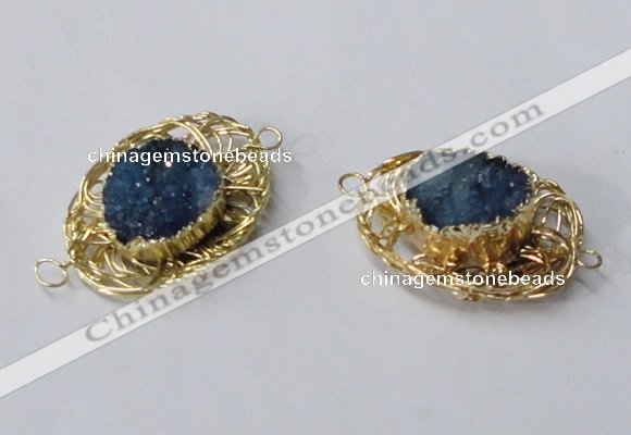 NGC614 22*30mm - 25*35mm freeform druzy agate connectors wholesale