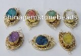 NGC615 22*30mm - 25*35mm freeform druzy agate connectors wholesale