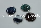 NGC63 30mm - 40mm flat round agate connectors wholesale