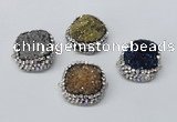 NGC634 24*25mm - 26*28mm freeform plated druzy agate connectors