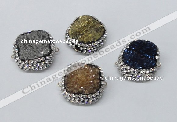 NGC634 24*25mm - 26*28mm freeform plated druzy agate connectors