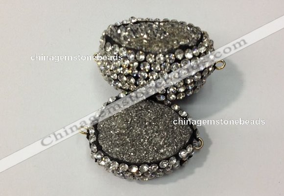 NGC635 20*28mm - 25*30mm freeform plated druzy agate connectors