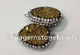 NGC637 20*28mm - 25*30mm freeform plated druzy agate connectors