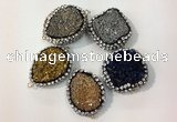 NGC638 20*28mm - 25*30mm freeform plated druzy agate connectors