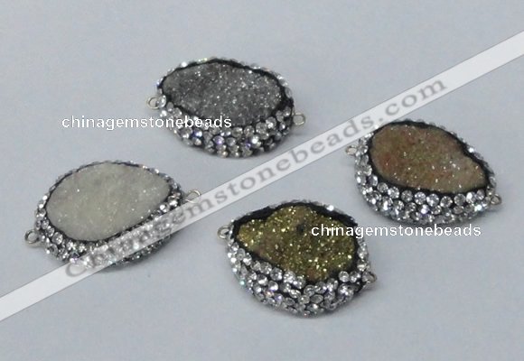 NGC640 20*28mm - 25*30mm freeform plated druzy agate connectors