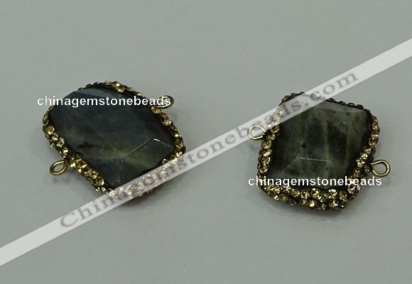 NGC6505 18*25mm - 20*25mm freeform labradorite connectors